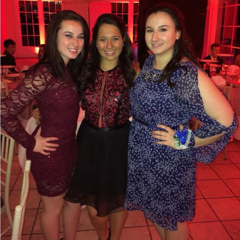 Rachel Allan Pink and Black Racerback Embellished Bodice Formal Dress